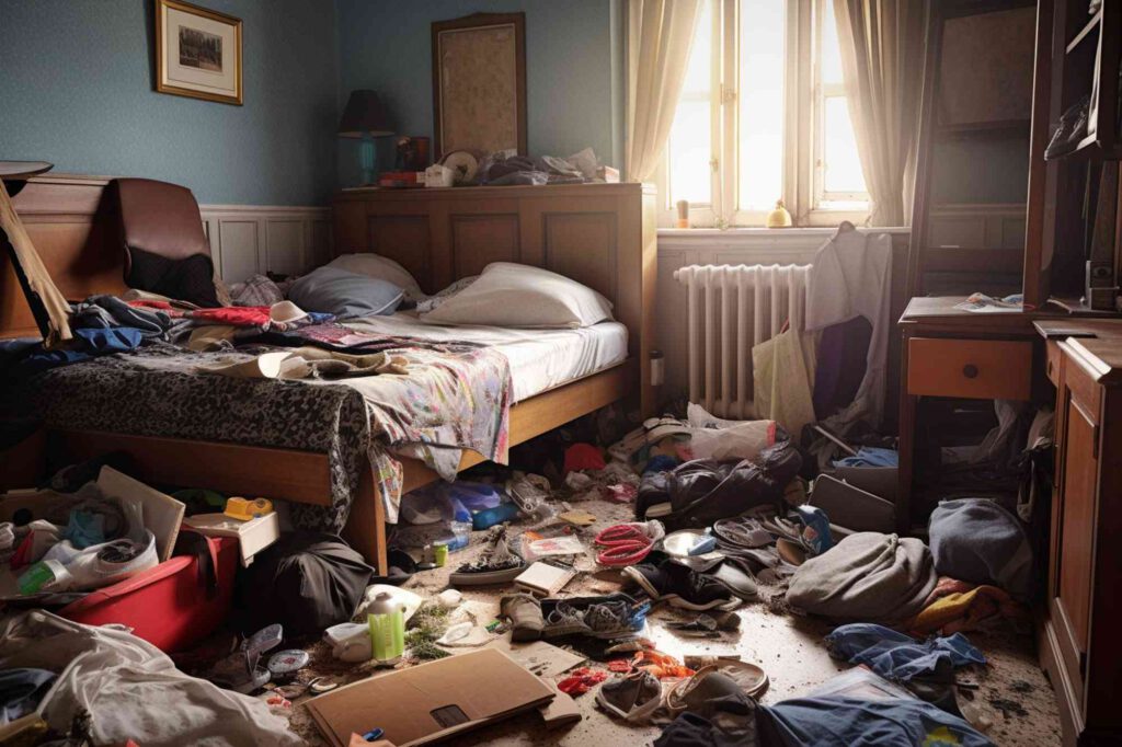 dreckiges Schlafzimmer